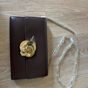 Ted Baker Kira Rose Leather Clutch - Chocolate Brown Rose